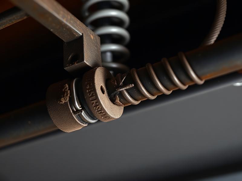 Close-up of garage door spring repair showing professional workmanship